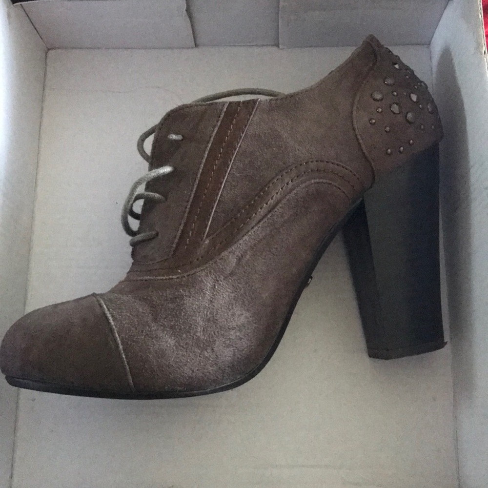 Brown heeled booties